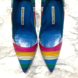 Manolo Blahnik rainbow snakeprint. Used